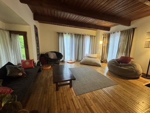 Serene meditation space with cushions